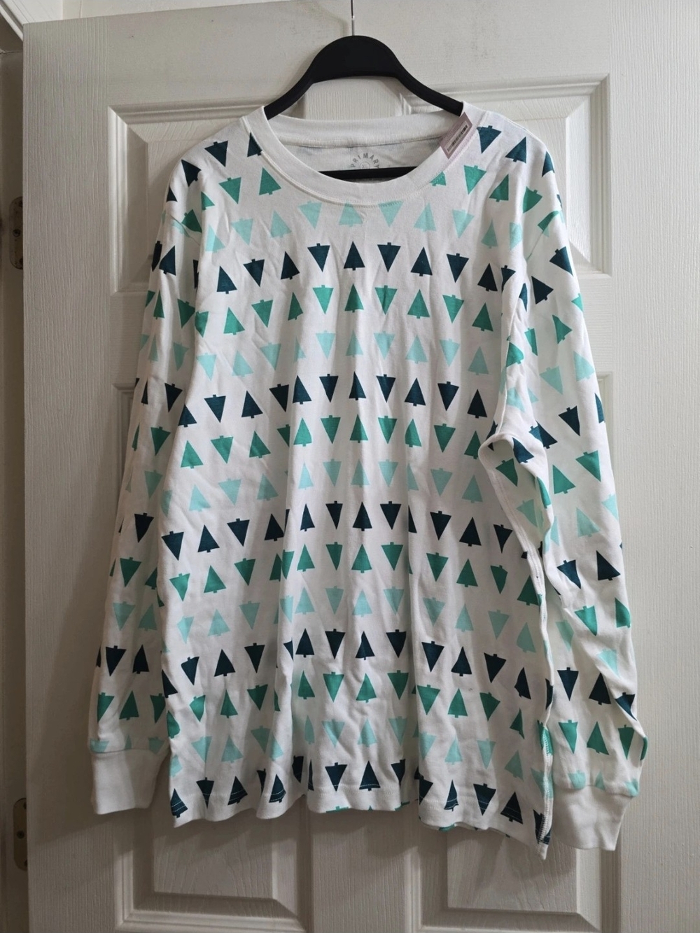 Womens Long-Sleeve with Teal & Dark Green Christmas Trees 100% Organic Cotton